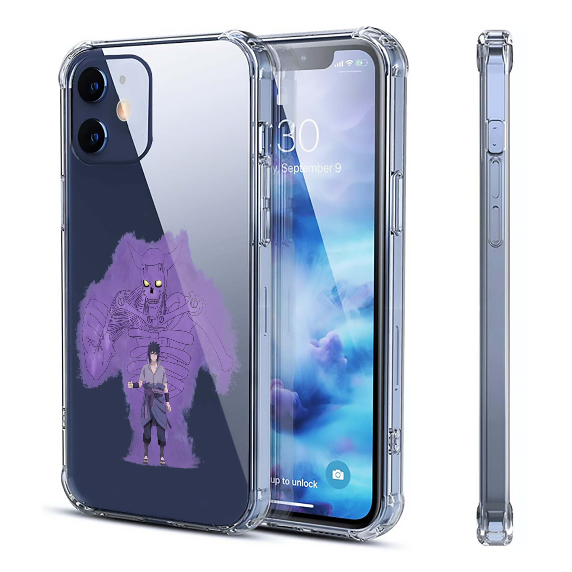 （画像用） NARUTO -ナルト- うちは サスケ Uchiha Sasuke 【iPhone 12シリーズ対応】透明スマホケース（クリアソフトケース）